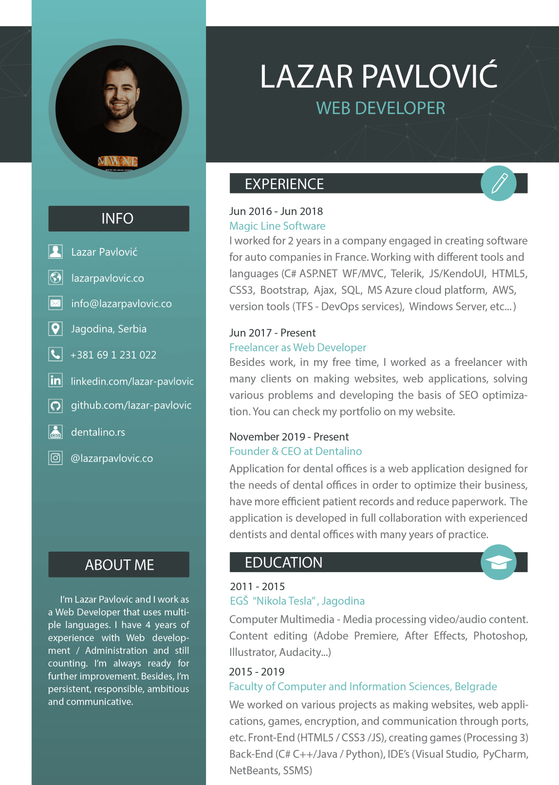 Resume | Lazar Pavlović